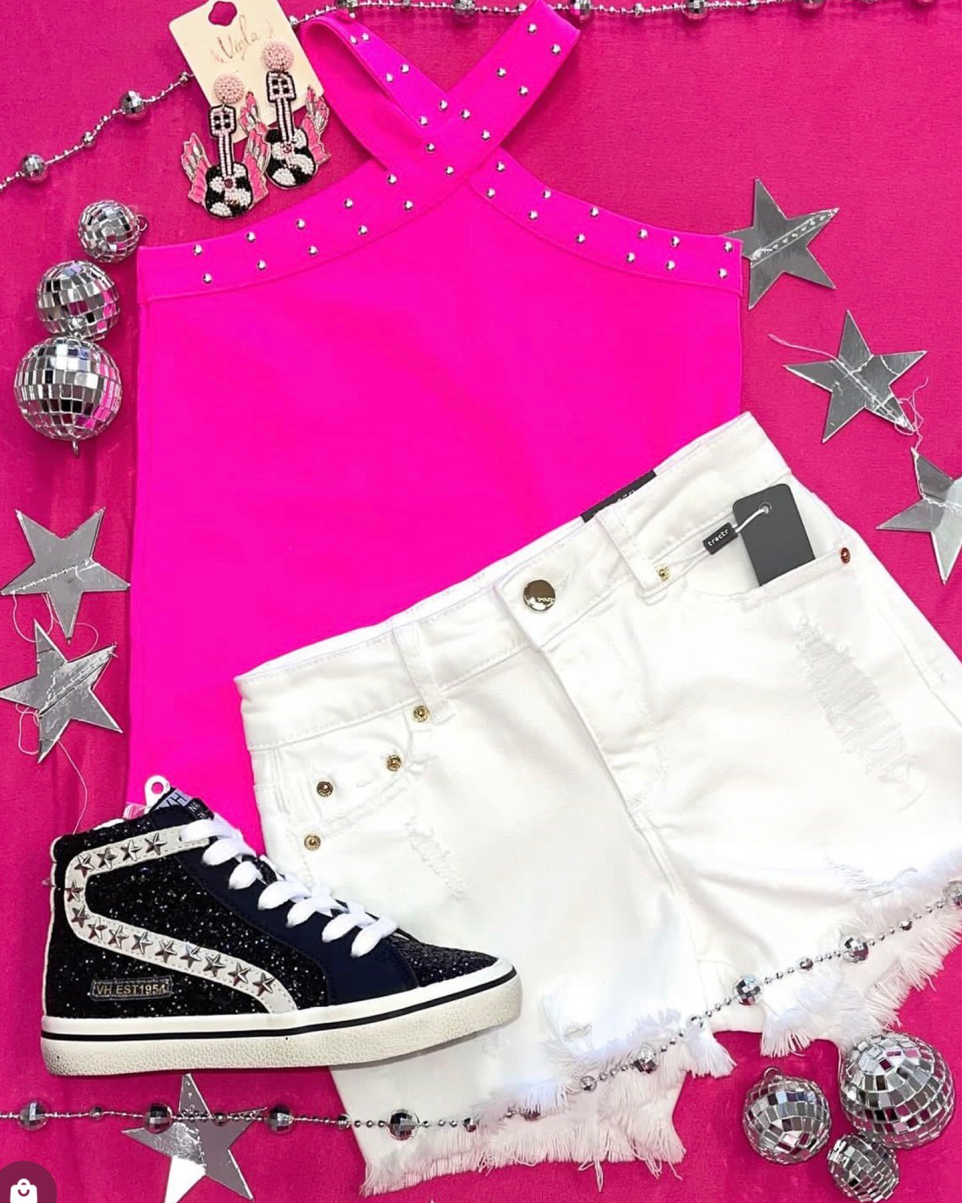 Pink Studded Crossover Top