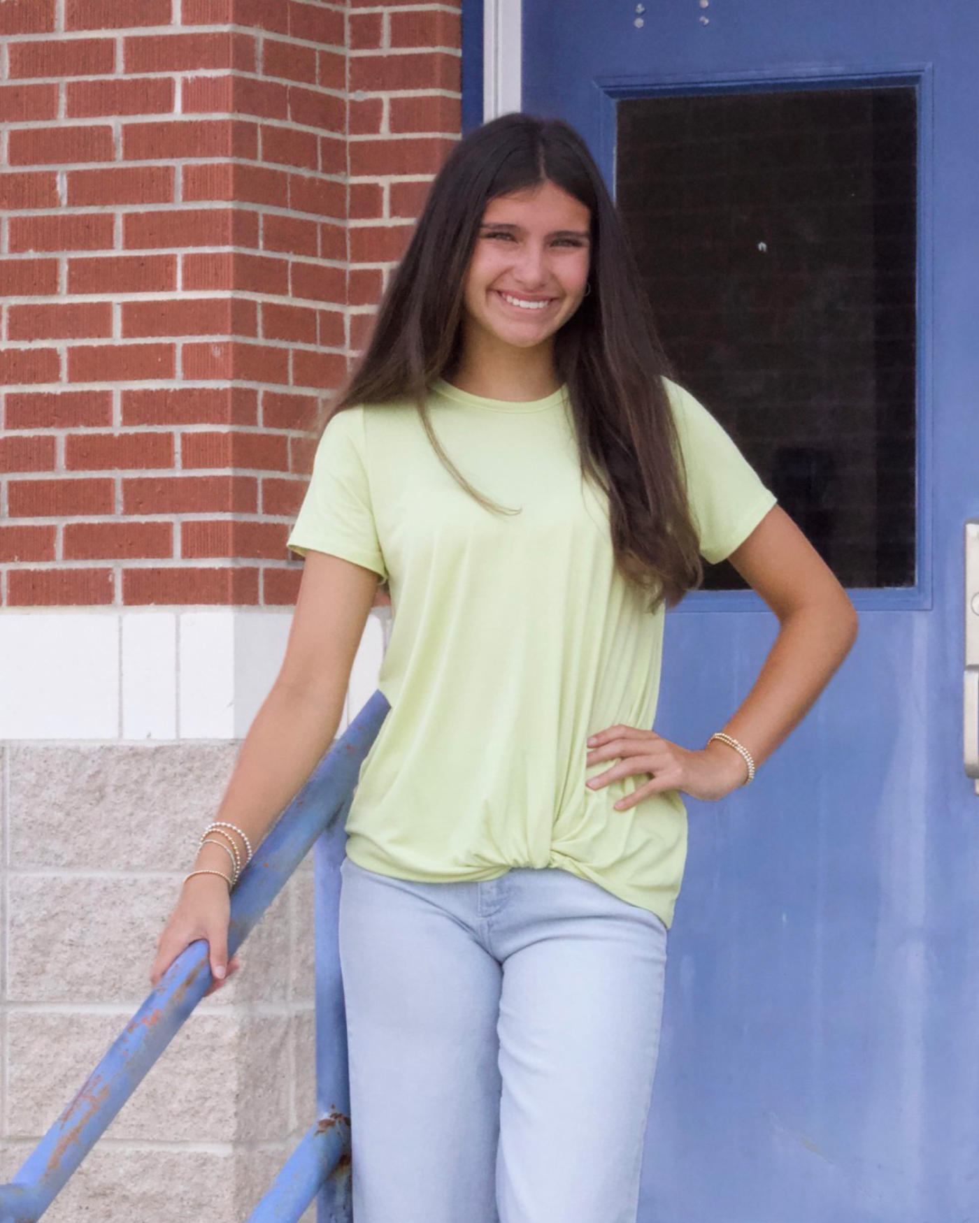 Lime Twisted Knit Short Sleeve Top