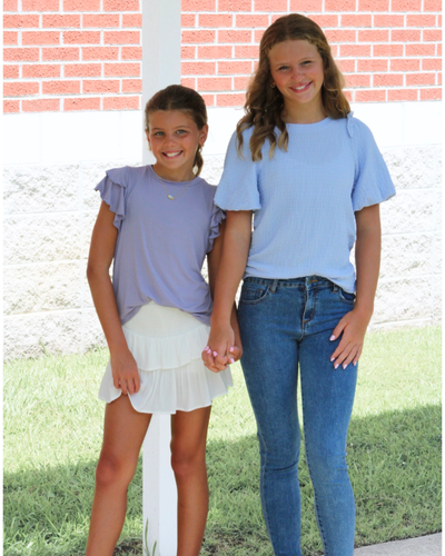 Light Blue Puff Sleeve Top