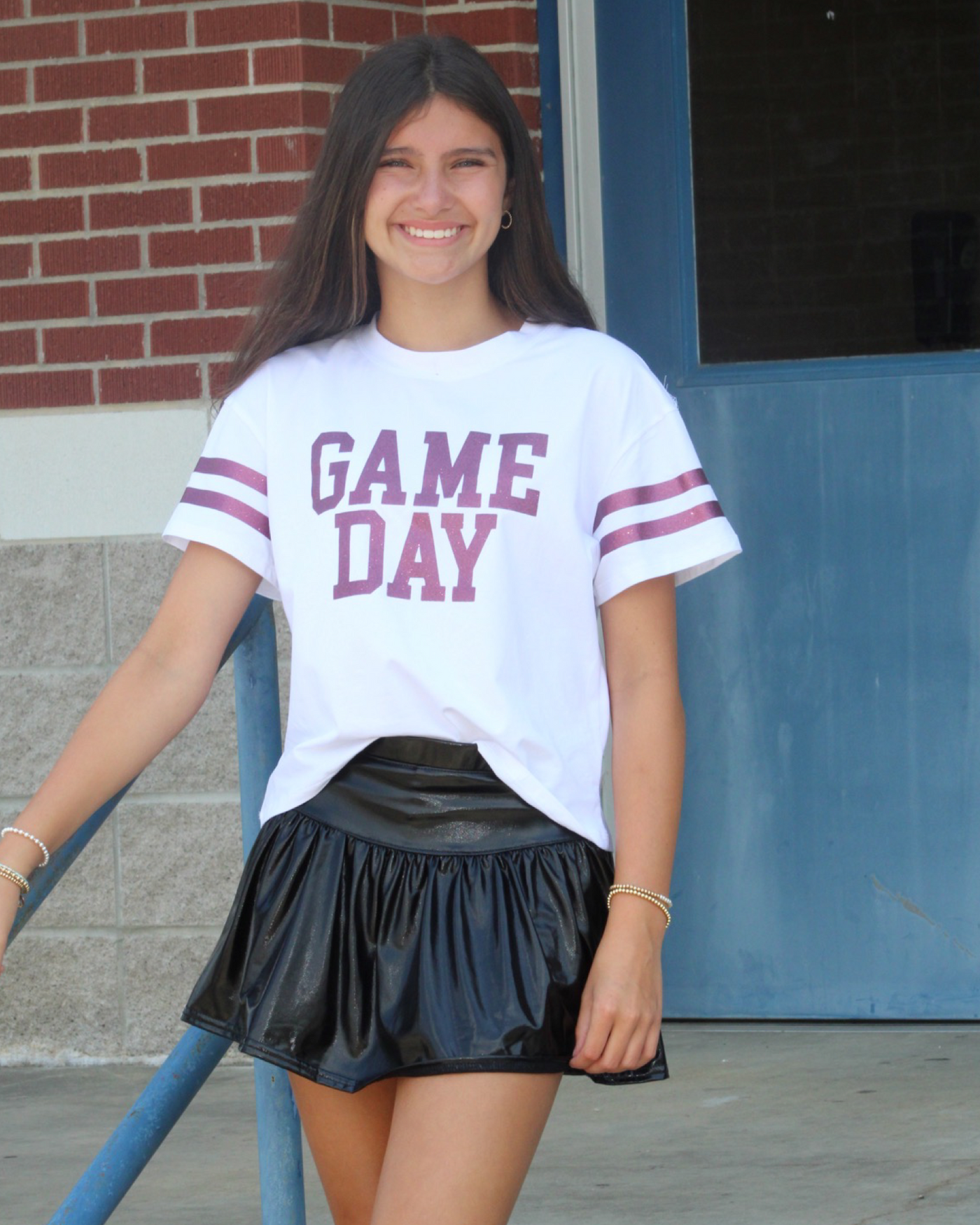 Game Day Glitter Tee Maroon