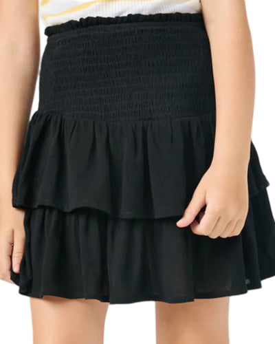 Black Smocked Ruffle Skort