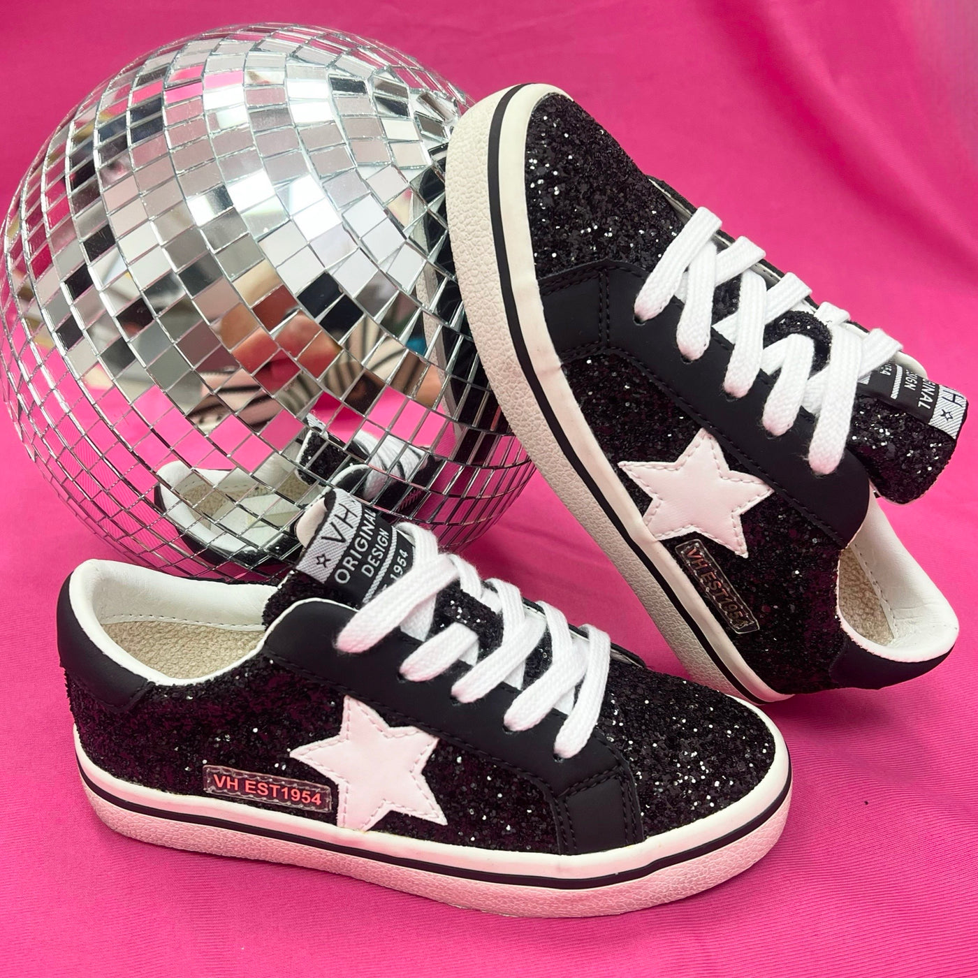 Gail Black Glitter Star Low Top