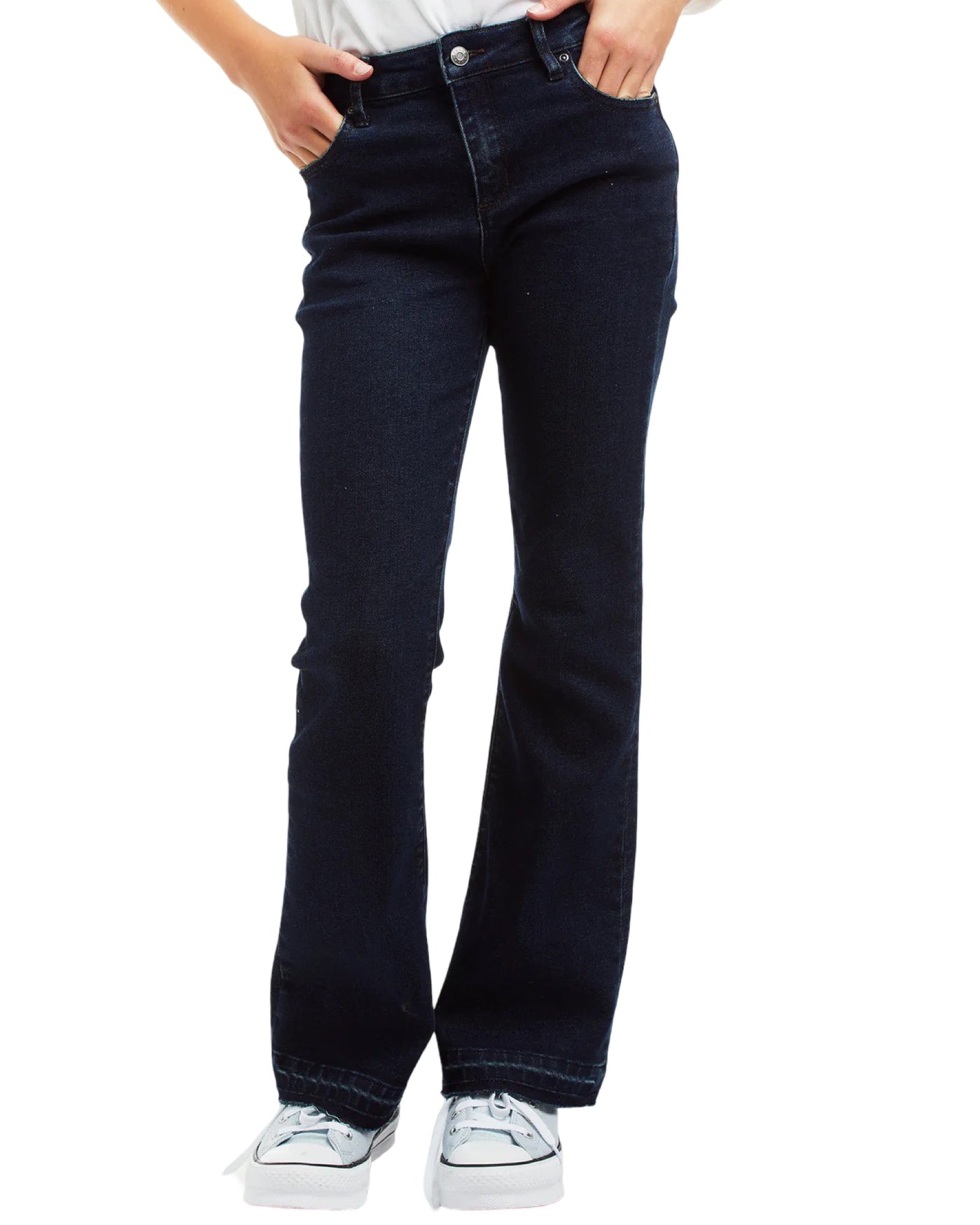 Mid Rise Flare Dark Denim Flare Jean