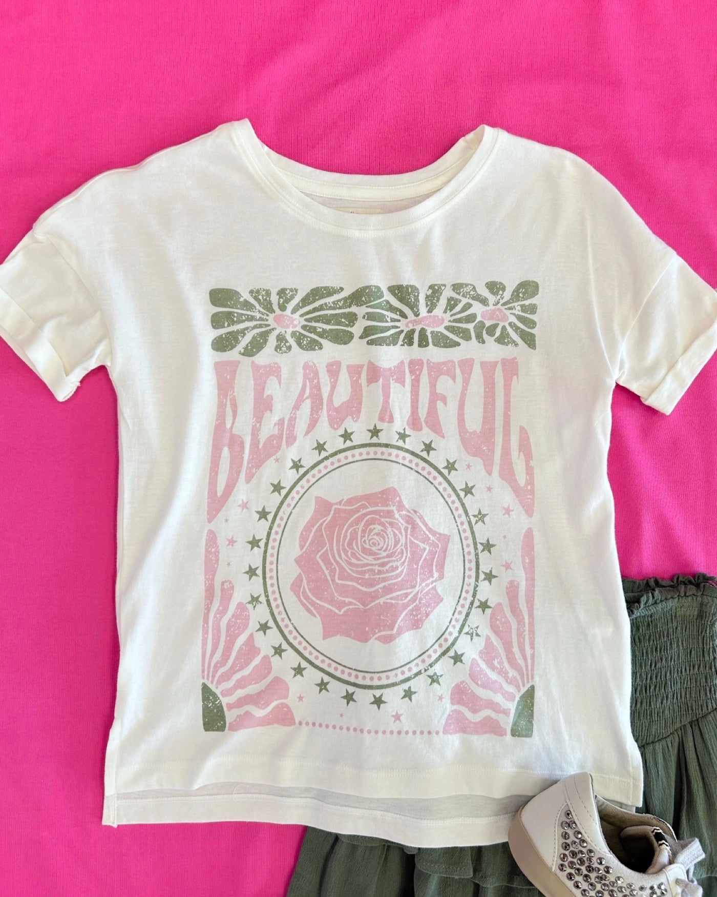 Beautiful Rose Floral Graphic Tee