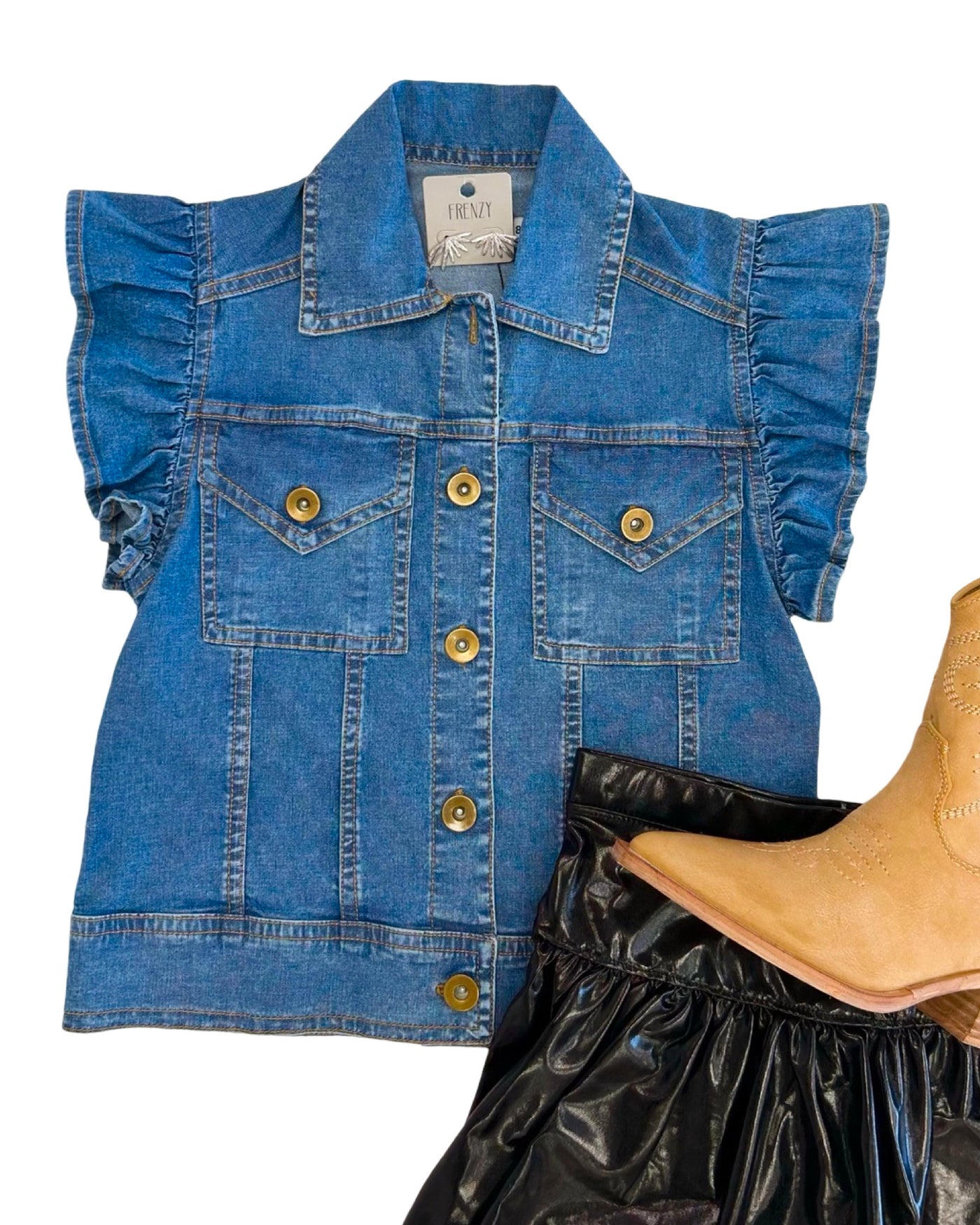 Denim Ruffle Vest