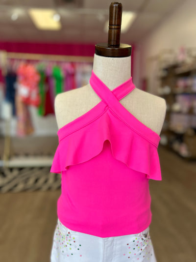 Pink Flutter Crossover Top