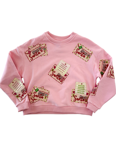 QOS Light Pink Letters To Santa Sweatshirt