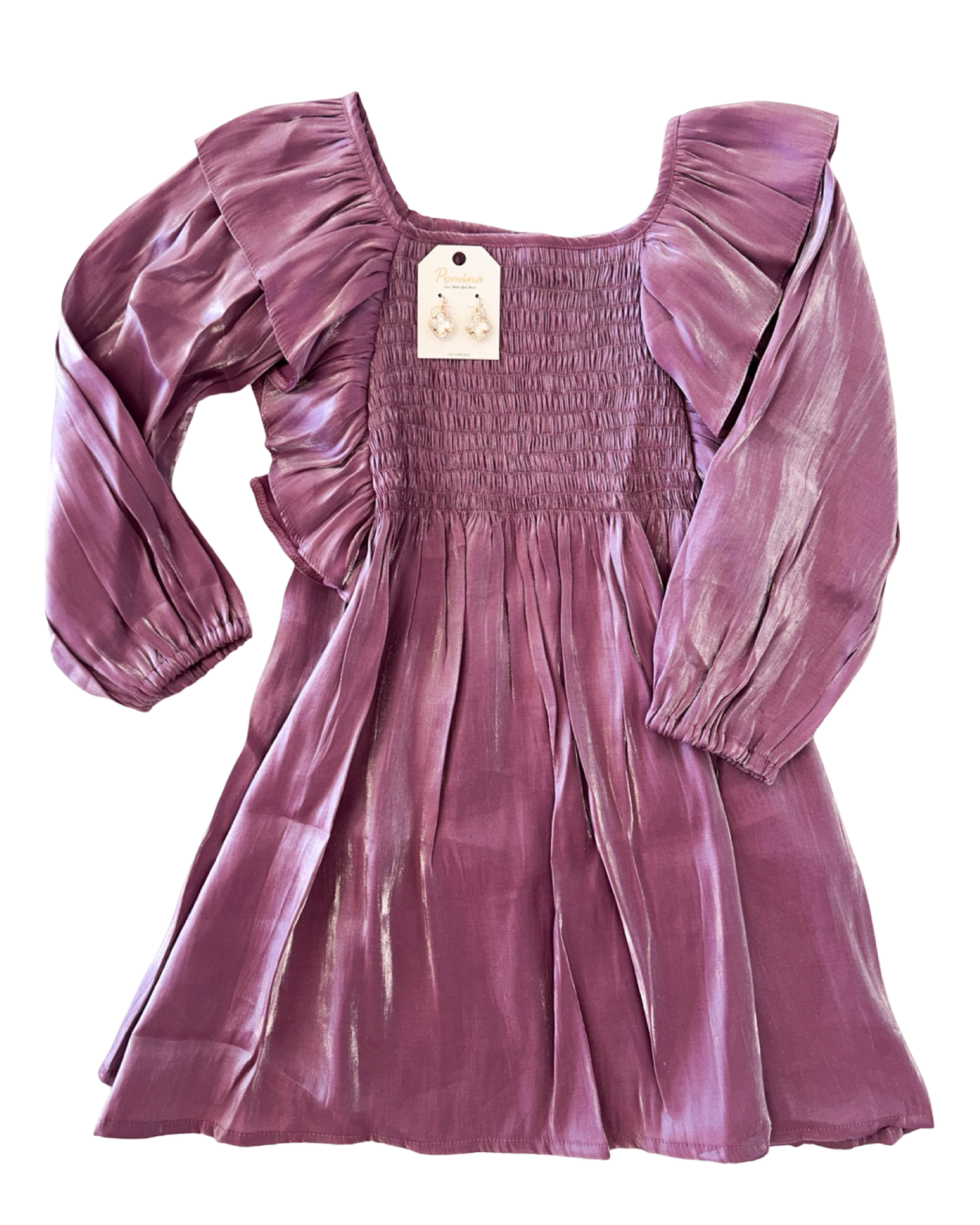 Lainy Pink Shimmer Long Sleeve Dress