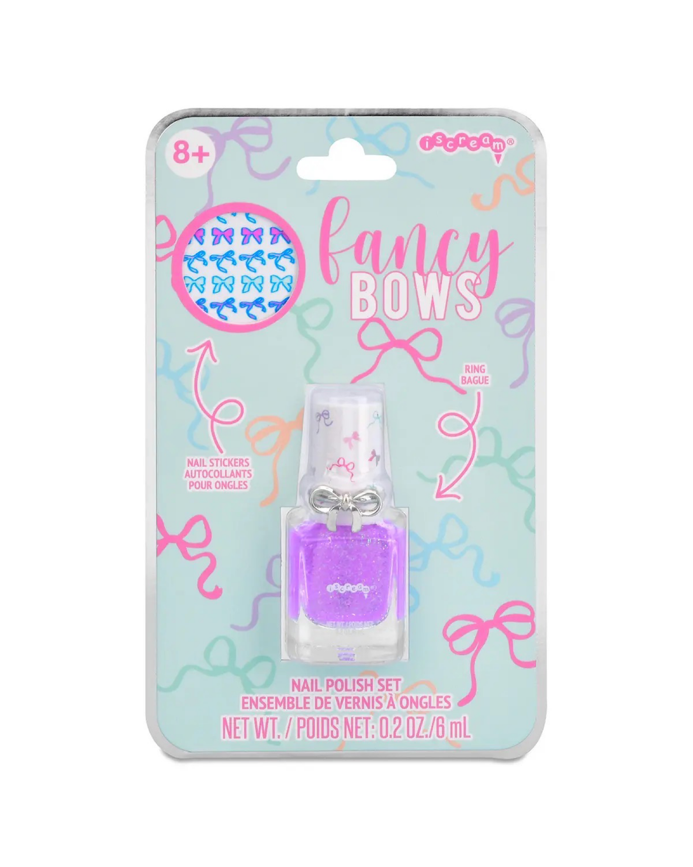 Iscream Fancy Bows Nail Polish Ring Set