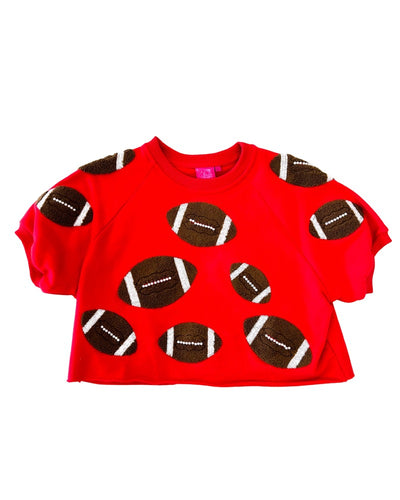 Girls Red Football Short Set queen of sparkles