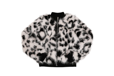 White & Black Leopard Fur Jacket