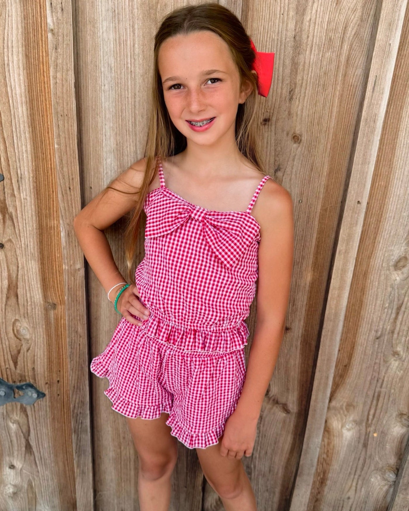Red Gingham Bow Set – Izzy B Tween Boutique
